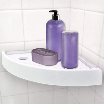 

Bathroom Triangular Shower Shelf Corner Bath Storage Holder Organizer Rack White Wall Mount can CSV