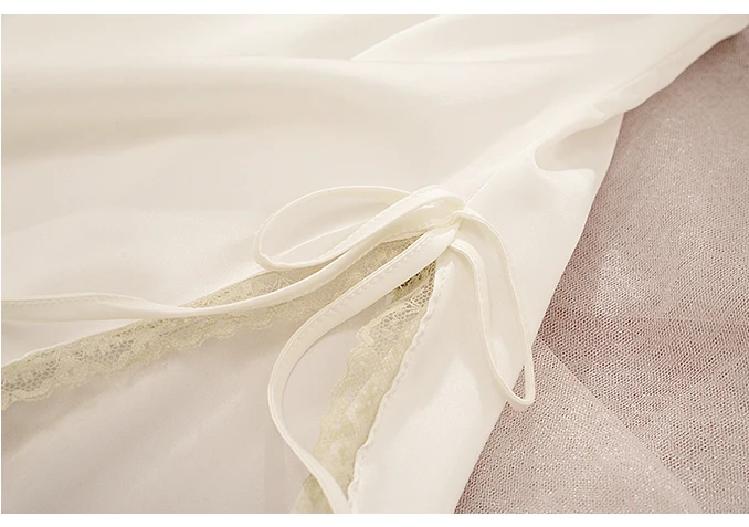 CINOON Sexy Nightdress For Women V-neck Sleeveless Pajamas Lace Silk Nightwear Strappy Sleepwear Comfortable Nightskirt Suit (15)