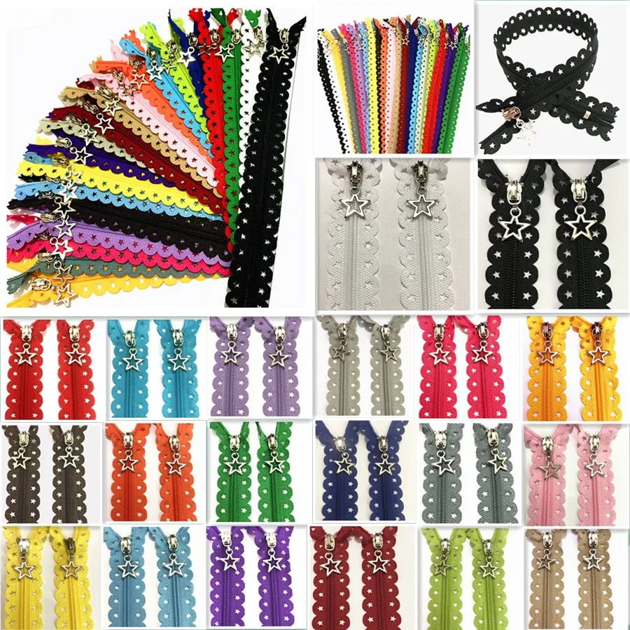 

5pcs 3# Star Lace(12/16inch) 30/40CM Star Lace Zippers Sewing Tailoring Accessories 20 Color