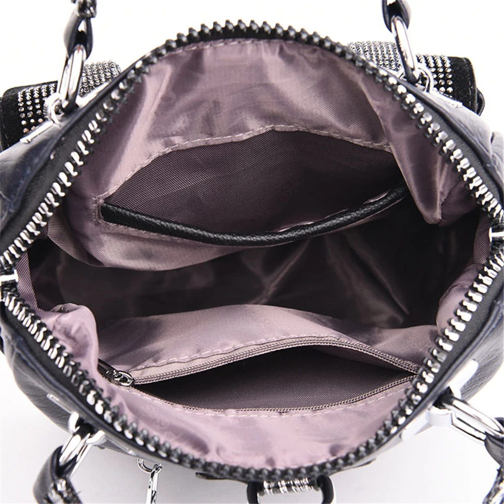 3 в 1 модные алмазные женские маленькие рюкзаки высокого качества мягкий кожаный рюкзак изысканные роскошные сумки через плечо для женщин mochila