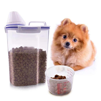 

New Portable Plastic Pets Dog Cat Food Storage Container Dry Food Dispenser Puppy Dog Feeder Portable Food Container Feeder