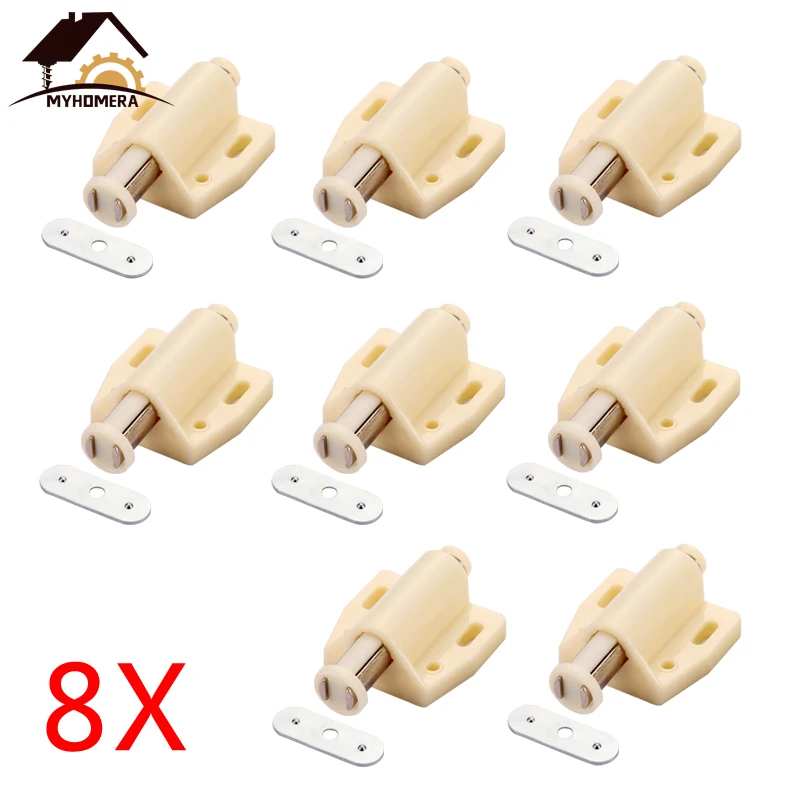 

Myhomera 8X Cabinet Stopper Magnetic Push to Open Touch Catch Stop Quiet Closer Damper Buffer Kitchen Cupboard Door Magnet Set