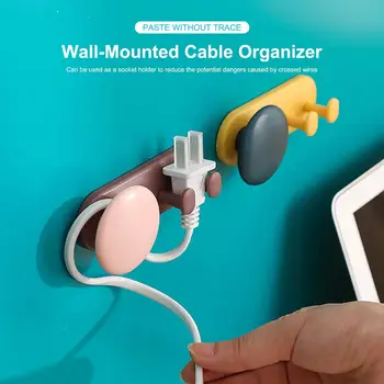 

Plug Hook Windable Design Adhesive Hook Nail-Free Wall-Mounted Cable Organizer No Need To Perforate Paste Without Trace