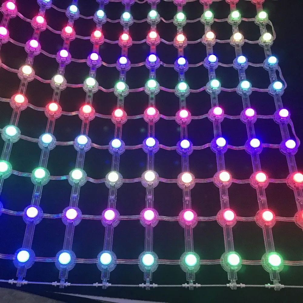 55 мм Шаг DC5V WS2811 IC 20 мм диаметр светодиодный пиксель матрица; IP68 Номинальная; Размер: 10 пикселей* 10 пикселей(50 см* 50 см); RGB полный цвет