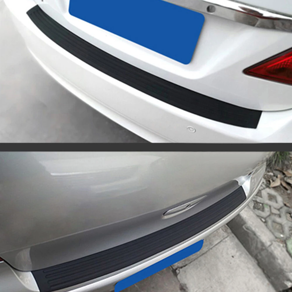 Blue Car Rear Guard Bumper Trunk Sill Plate Rubber PAD Protector Cover With Tape