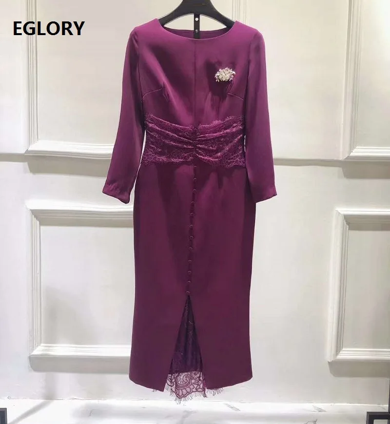 

XXL Dresses Vestidos De Festa 2020 Autumn Winter Party Events Women Appliques Lace Beading Deco Long Sleeve Pink Purple Dress
