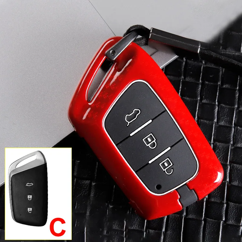 C Carbon Red Цинковый брелок для автомобильных ключей, дистанционный ключ чехол КРЫШКА ДЛЯ Baojun автомобиля 510 560 360 730 630 610 310 E100 310W 530 RS-5 аксессуары автомобильный Стайлинг - Название цвета: C Carbon Red