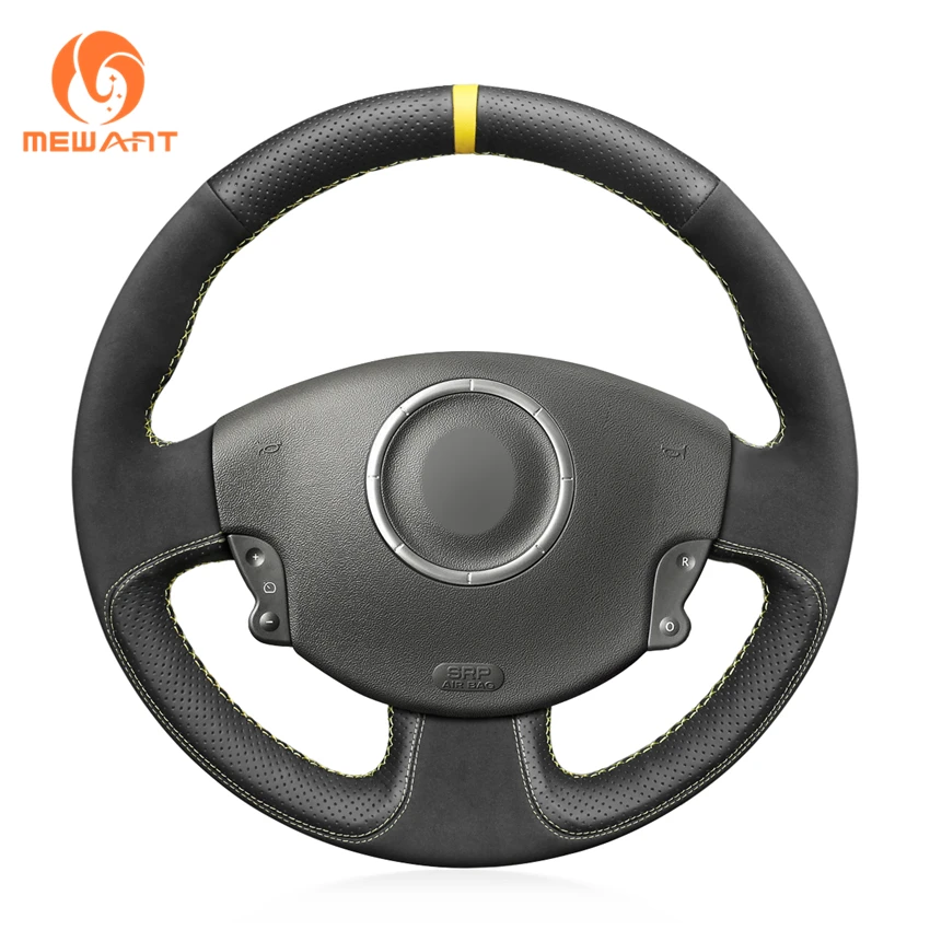 MEWANT Black Genuine Leather Stitching Wrap Car Steering Wheel Cover for Renault Megane 2 Scenic (Grand Scenic) Kangoo | Автомобили и
