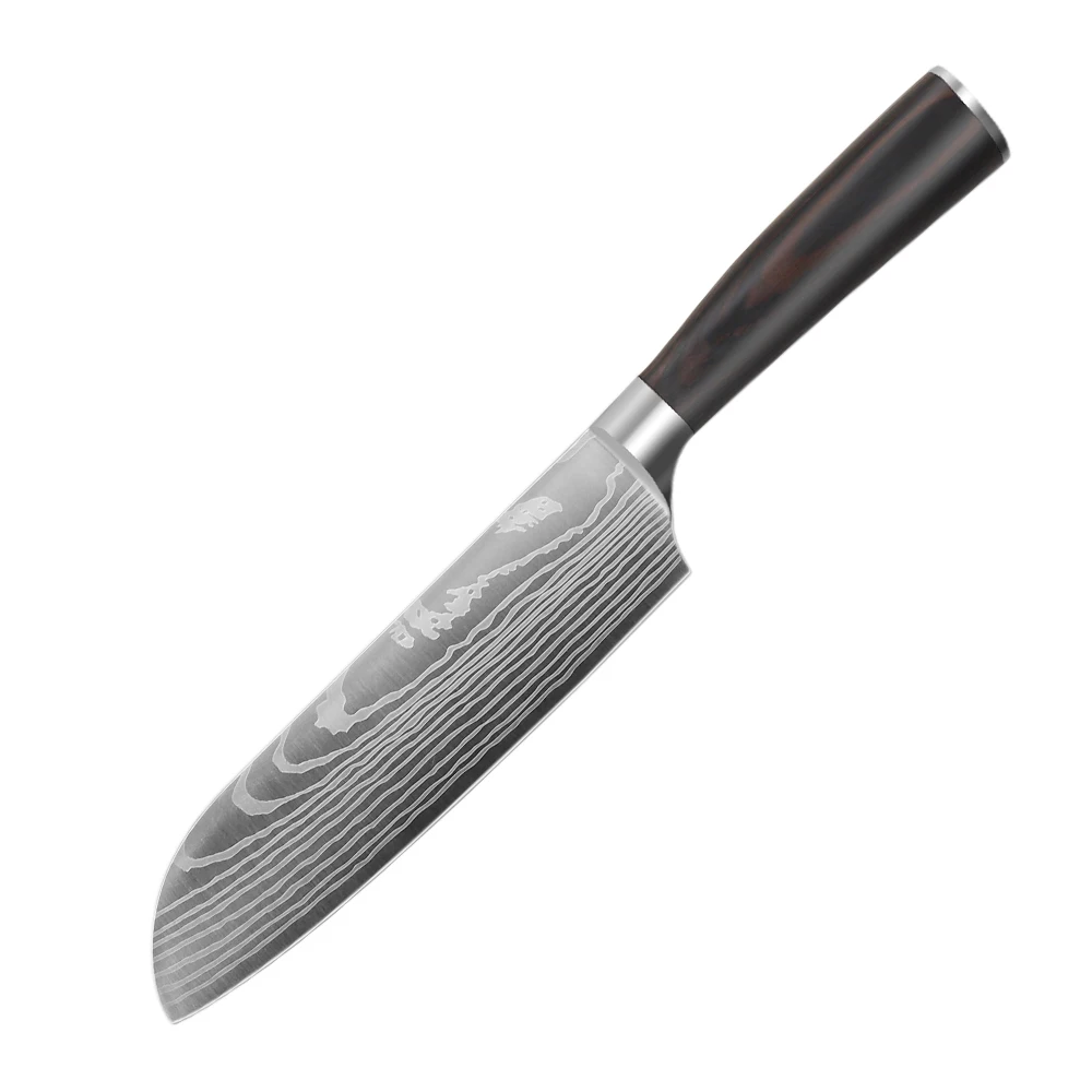 Высокое качество нержавеющая сталь 7 ''нож Santoku нарезка шеф повара кухонные ножи pakka ручка резак|Кухонные