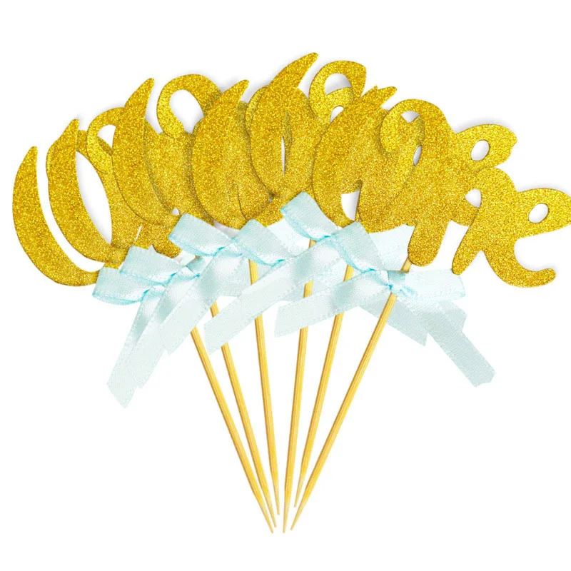 12pcs gold blue one Вечерние платья для девочек на первый день рождения, 10 шт., Золотая розовая бумага, 1 кекс, 1 день рождения, украшения для маленьких мальчиков, детские столовые принадлежности, единорог - Цвет: 12pcs gold blue one