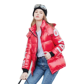 

2019 Winter Glossy Down Parka Women's Waterproof Coat Embroidery Jacket Large Size Loose Winter Warm Thick Parka Women Jacket