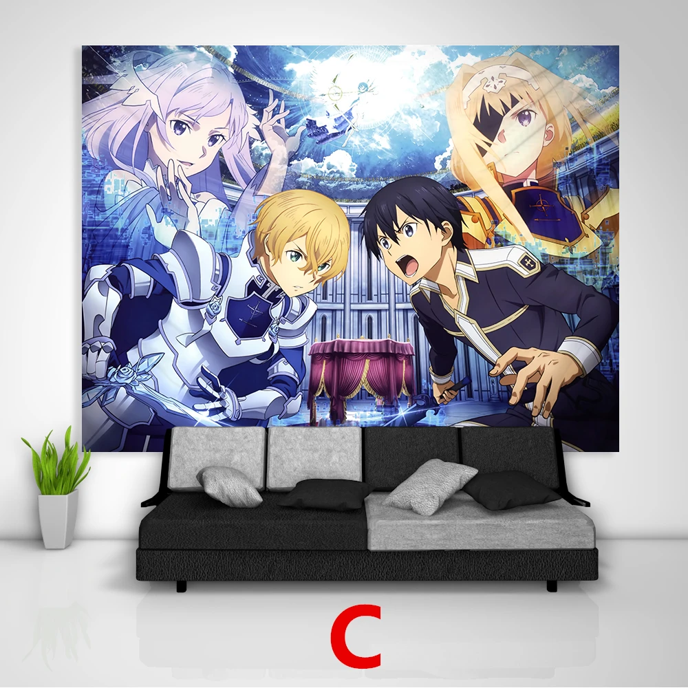 SAO Sword Art интернет гобелен искусство настенный диван стол покрывало для кровати домашний декор в общежитии подарок - Цвет: C