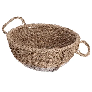 

Retro Style Grass Woven Fruit Basket Bread Holder Food Storage Container Organizer for storing fruits bread stationery toys etc
