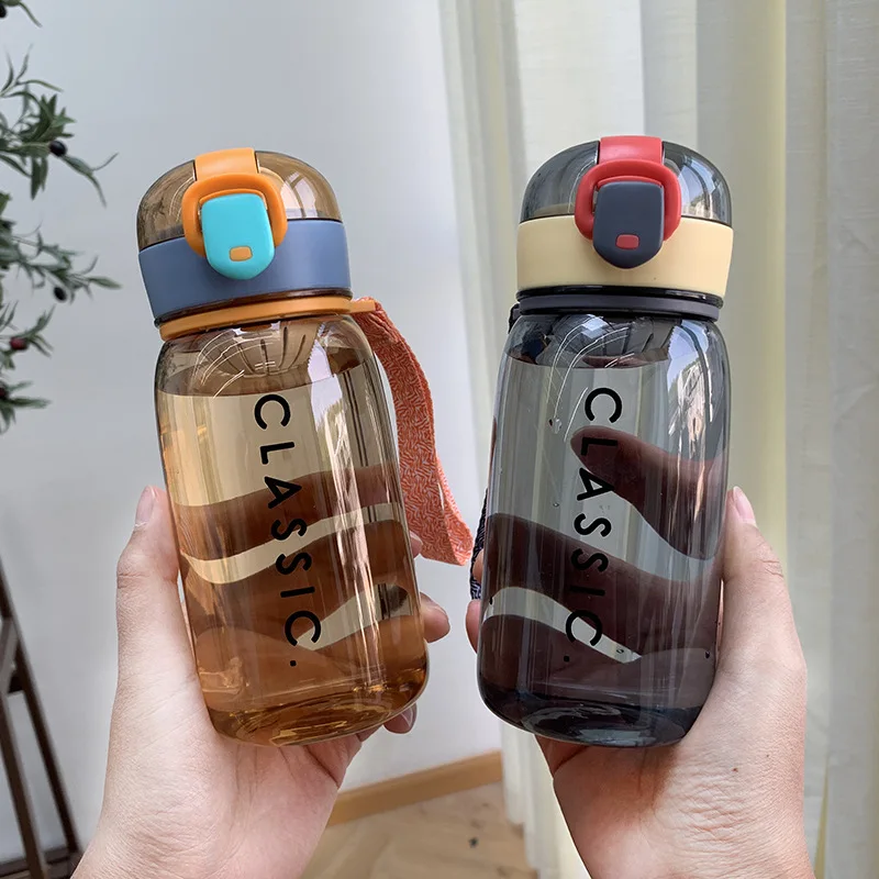 

Simple Letter Portable Handle Plastic Cup Sports with Leak-Proof Elastic Cover Space Cup