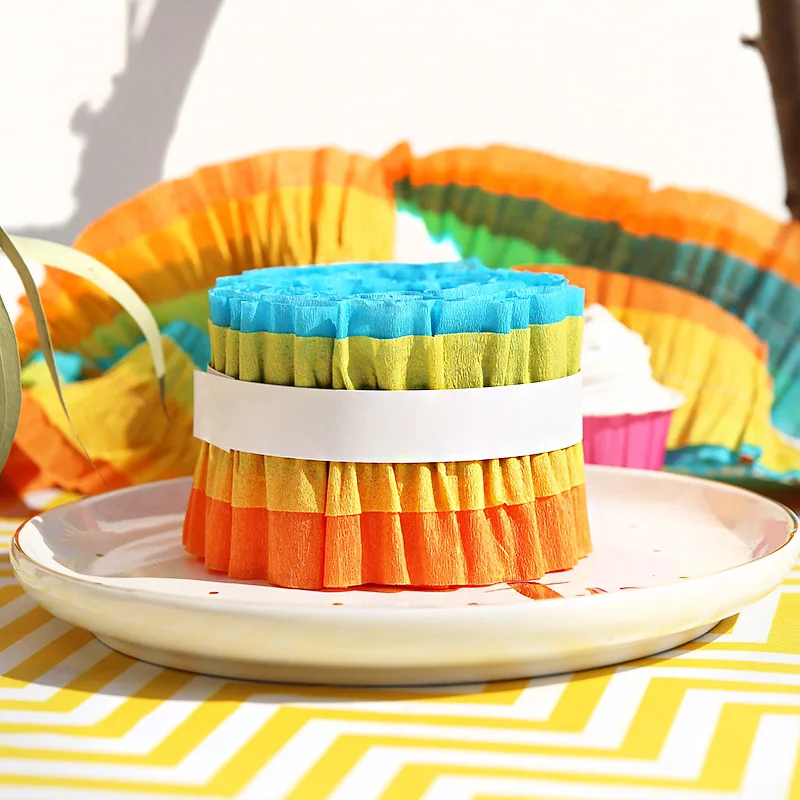 

Party Decoration 7cm*3m Pleated Paper Wreath Tassel Streamer Garland DIY Curtain Banner Background Wedding Birthday Bath Decor