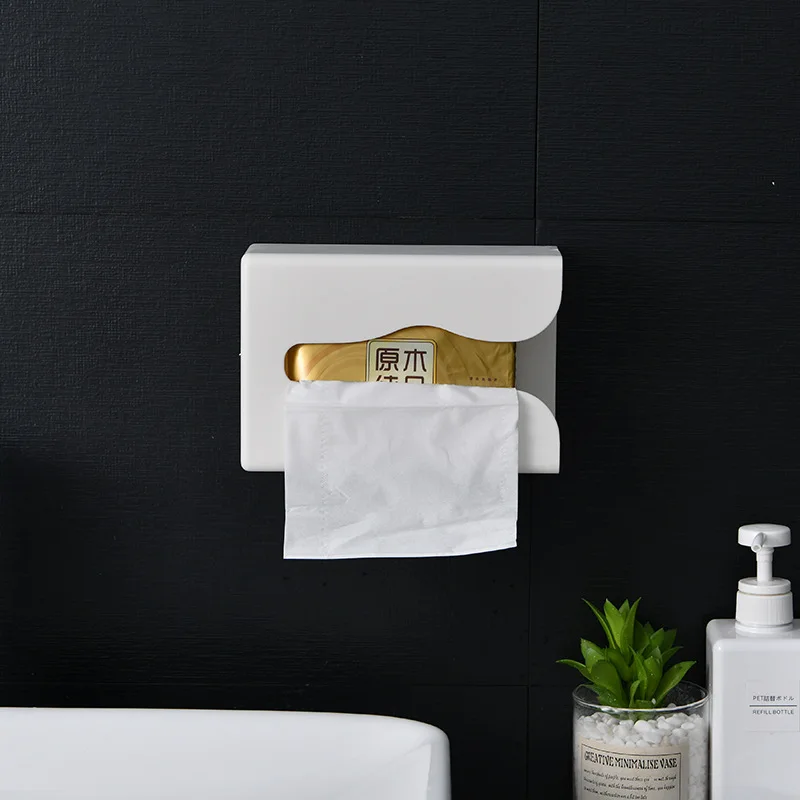 Wall-mounted Desk Bottom Kitchen Paper Storage Box Sticker Toilet Tissue Holder Organizer Holder Container