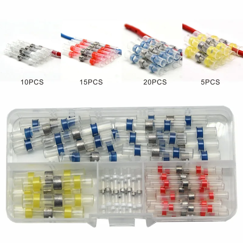 50 Pcs Box Solder Seal Wire Connectors Heat Shrink Solder Butt