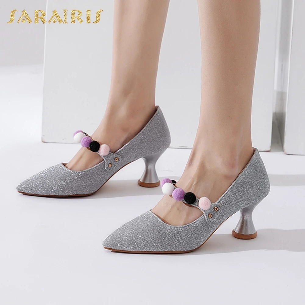 

Karinluna Fashion New Plus Size 30-48 Trange Style Pointed Toe Shoes Woman Pumps High Heels Spring Pumps Women Shoes Footwear