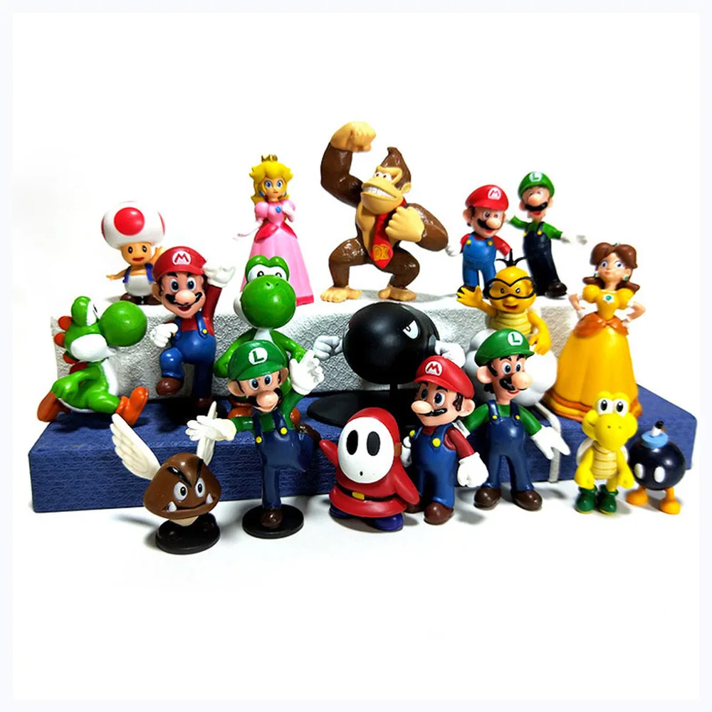Лидер продаж в стиле видеоигры Super Mario Bros фигурки игрушки Toadette Yoshi Донки Конг Купа 8