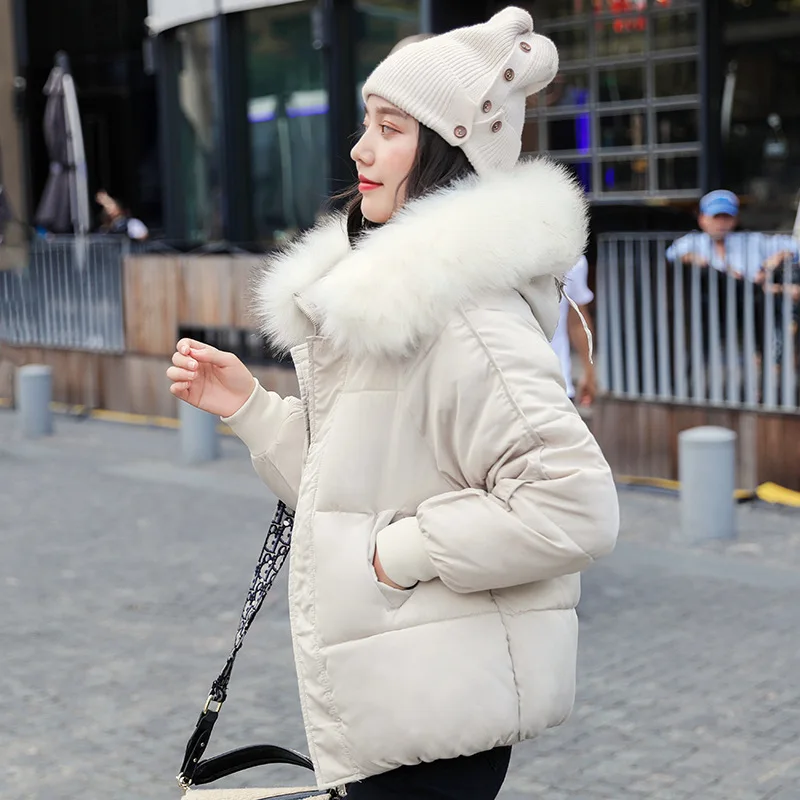 2020 Winter Bubble Jacket for Women Thick Parka Short Style Hooded Fur Collar  Solid Casual Female Coat Kobieta Kurtka