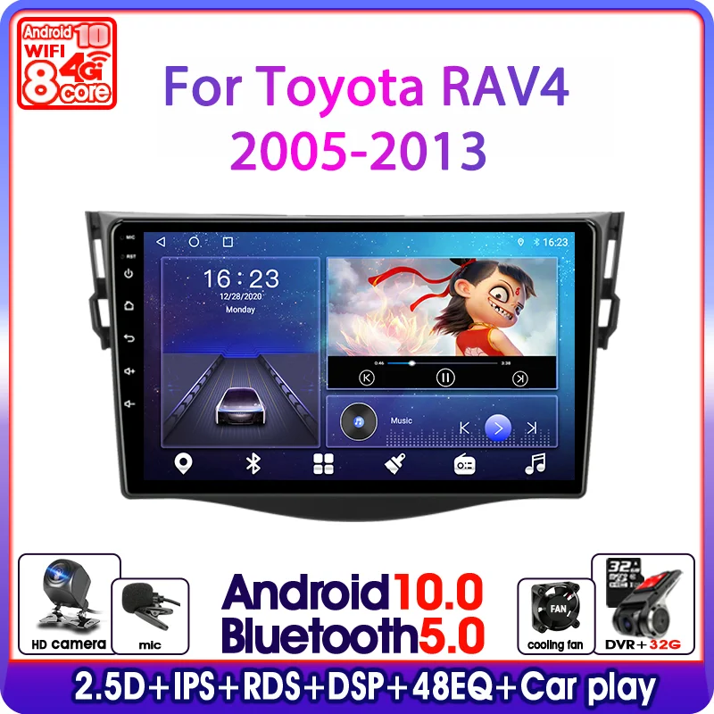 9&quot Android 10.0 Car Radio For Toyota RAV4 Rav 4 2005-2013 Multimedia Video Player 2Din DSP Navigation GPS 4G Net WIFI stereo DVD |