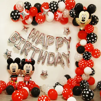

143pcs/lot Mickey Minnie Theme Birthday Party Decoration Balloons Boy Girl Baby Shower Birthday Party Background Decor Balloon