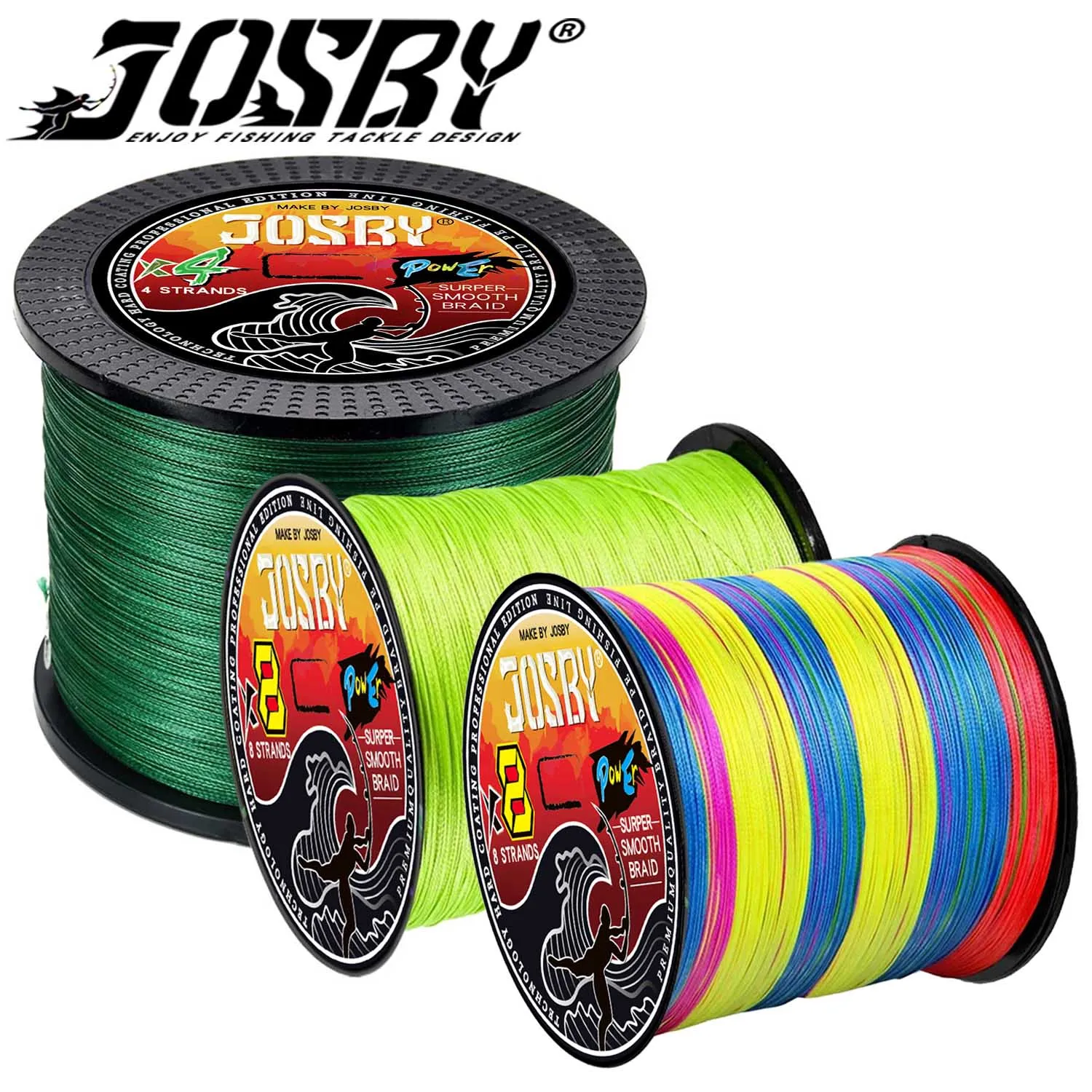 JOSBY Fishing Line 8 Braided Japanese Multifilament PE 4 Strands 1000M