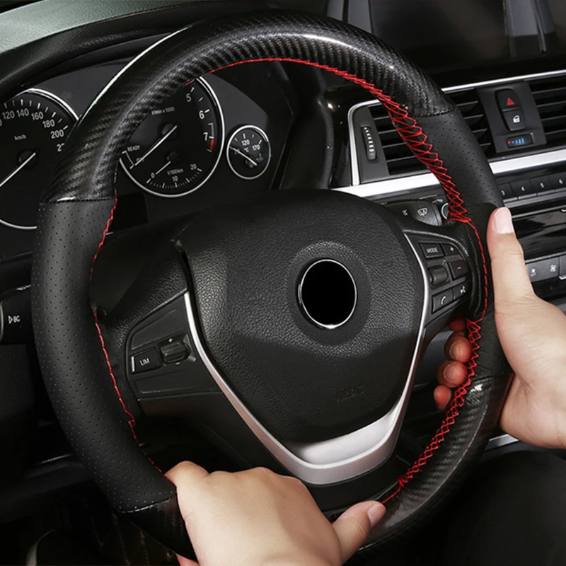 38CM karbon Fiber stil araba Trim direksiyon kılıfı Hyundai I30 IX35 I20  Accent Santa Fe Citroen C4 C5 C3 c2 Solaris|Steering Covers| - AliExpress