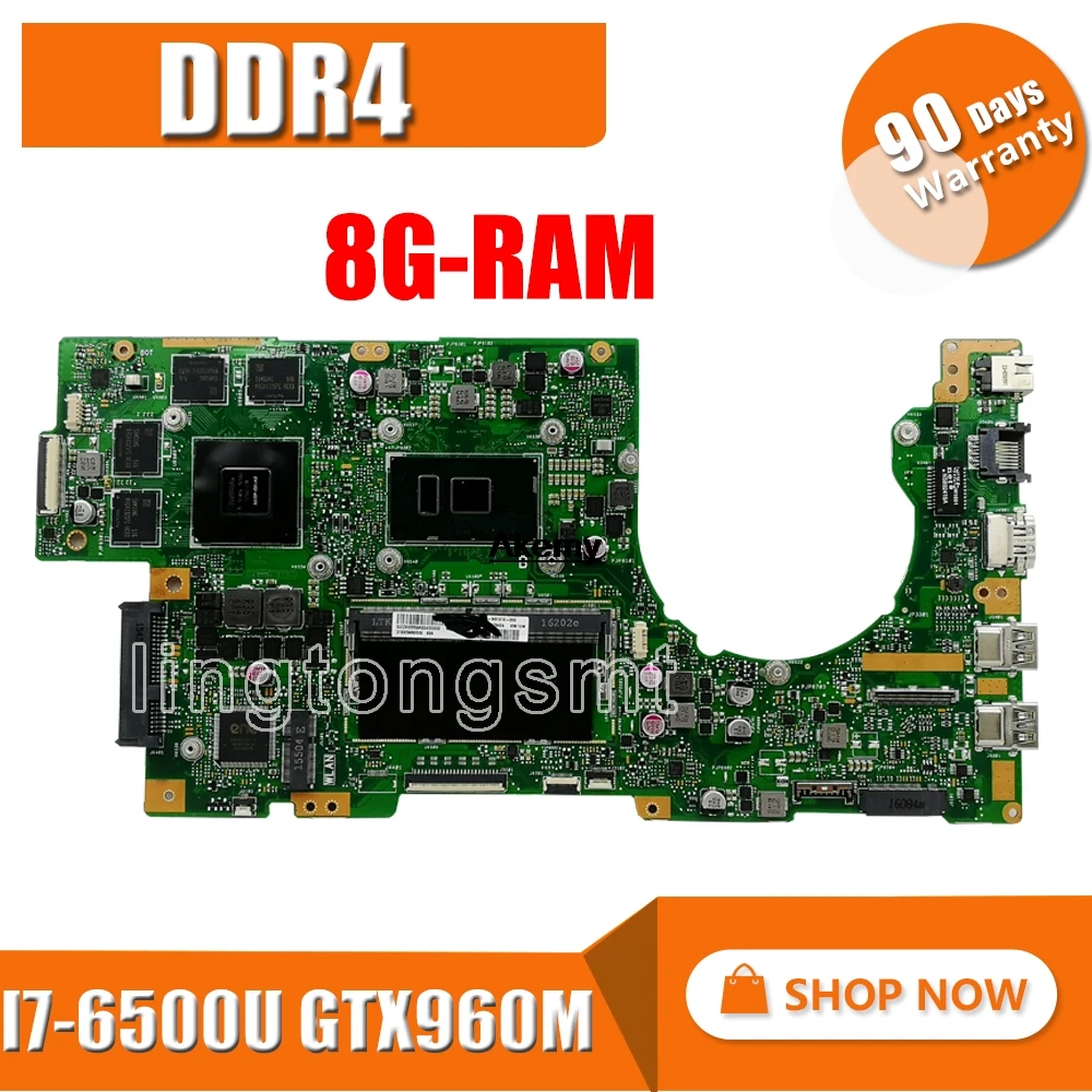 K501UW материнская плата для ноутбука ASUS K501UXM K501UQ K501U оригинальная материнская плата DDR4 8G-RAM I7-6500U GTX960M