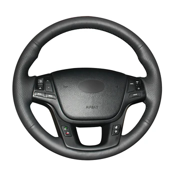 

Hand-stitched Black Artificial Leather Anti-slip Soft Car Steering Wheel Cover for Kia Sorento 2009-2014 K7 Cadenza 2011-2015