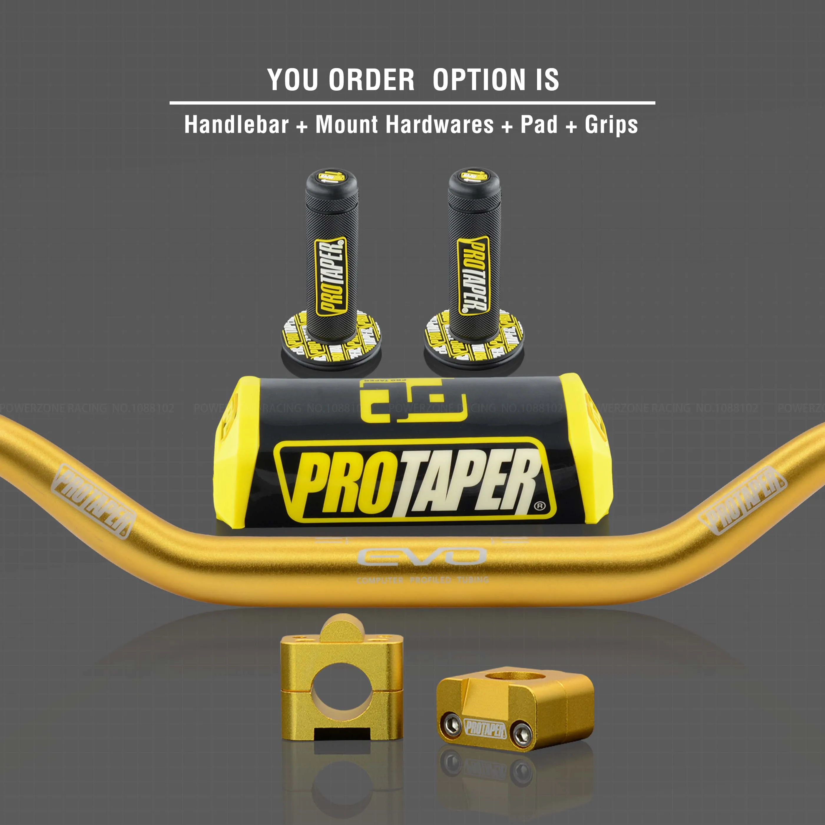 Gold Full Kit Руль для Pro Taper Pack Bar 1-1/" Классическая дверная ручка барные Колодки Ручки Pit Pro Racing Dirt Pit Bike мотоцикл с адаптер cnc - Цвет: Gold Full Kit