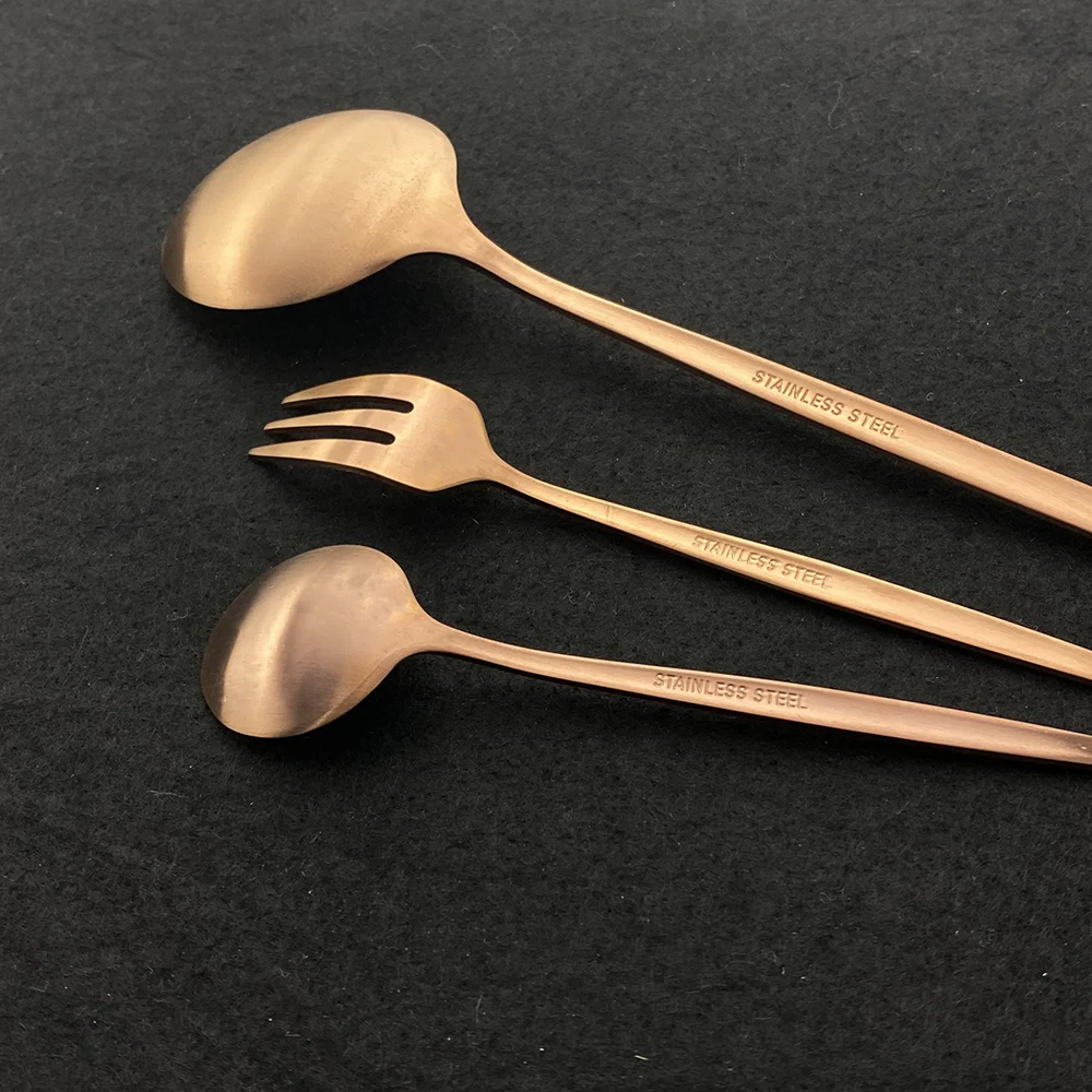 Matt Gold Dining Cutlery Set - Knife, Fork & Spoon Flatware