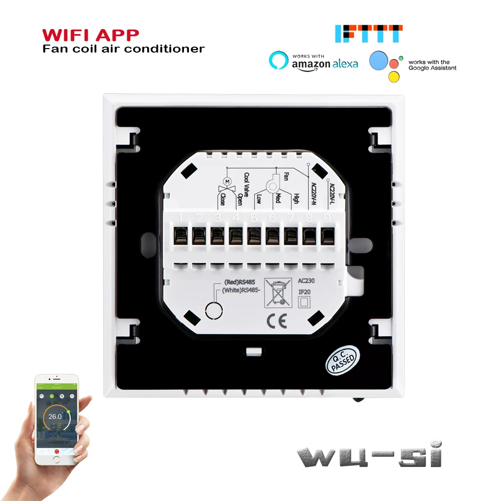 2PIPE fan coil unit thermostat WIFI TUYA ?Works with Alexa Google home wifi thermostat,24VAC 95-240VAC
