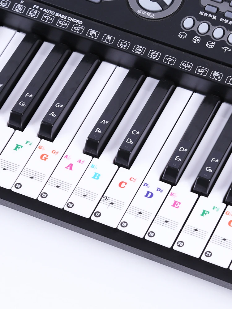Color piano stickers 49/54/61/88 Keys Without leaving glue Not to hurt the piano Beginner piano Learn musical notes