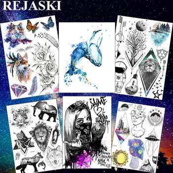 

REJASKI Dolphin Watercolor Temporary Tattoos For Women Sticker Gangsta Girl Sexy Graffiti Tatoos Body Art Arm Custom Tattoo