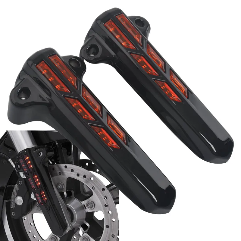  Motorcycle Front Lower Fork Leg Slider Cover LED Light For Harley 2014-2019 Road Street Electra Gli - 4000266573110