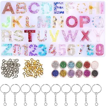 

Sansango 73Pcs Crystal Epoxy Resin Mold Alphabet Letter Number Pendant Casting Silicone Mould Diy Crafts Jewelry Making Tools