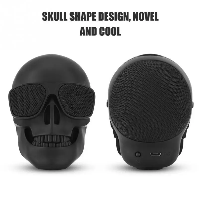 Altavoz Bluetooth inalámbrico con forma de Calavera, Mini tarjeta portátil HD estéreo bocina de Calavera, Subwoofer multifuncional y divertido para teléfonos móviles
