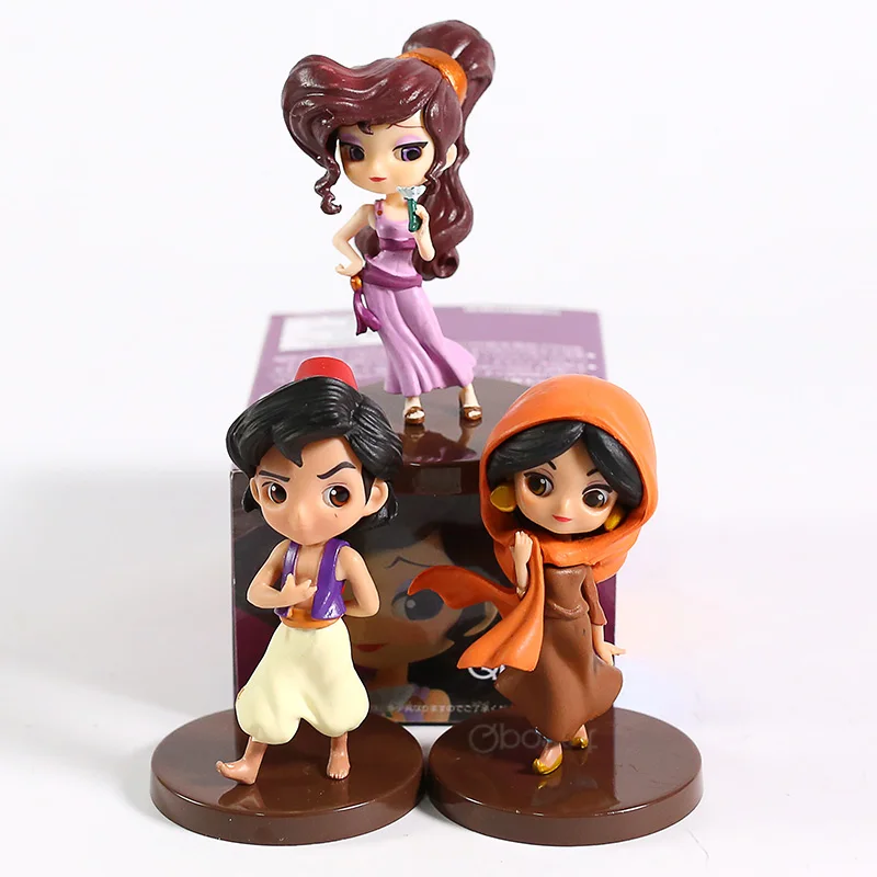 

Cartoon Q Posket Characters Petit Aladdin Megara PVC Action Figure collectible 3pcs/set