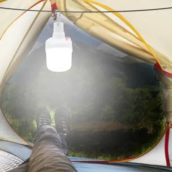 

PP Bulb LED Tent Lamp Stable Operation Reliable Solar Powered with Hook Portable Multi-function Camping Emergency Light