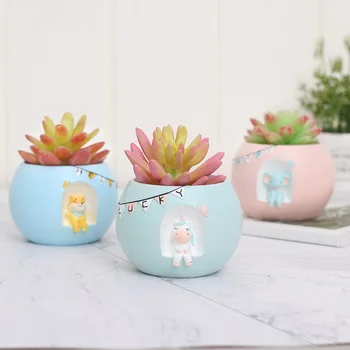 

1 piece wholesale cheap Flowerpot Home Garden Mini round Cactus Planter Pots Macaron Succulent Plant Flower Pot for girl friend