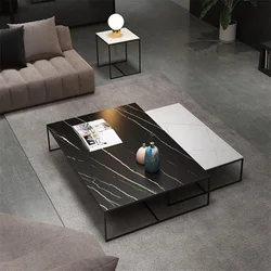 Table basse rectangulaire en planche de roche moderne, pour petit appartement, maison, hôtel, centre de bureau, canapé, ensemble de 2 