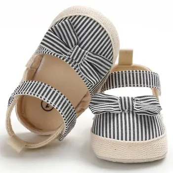 

Newborn Infant Baby Girls Summer Princess Bowknot Shoes Soft Sole Canvas Sandals Shoes 0-18M