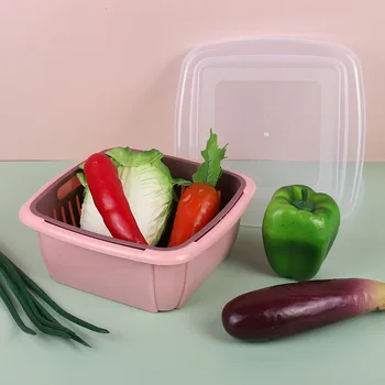 

Storage Basket, Simple Dust-Proof Double-Layer Draining Storage Basket For Fruits And Vegetables, Suitable For Kitchen, Living R