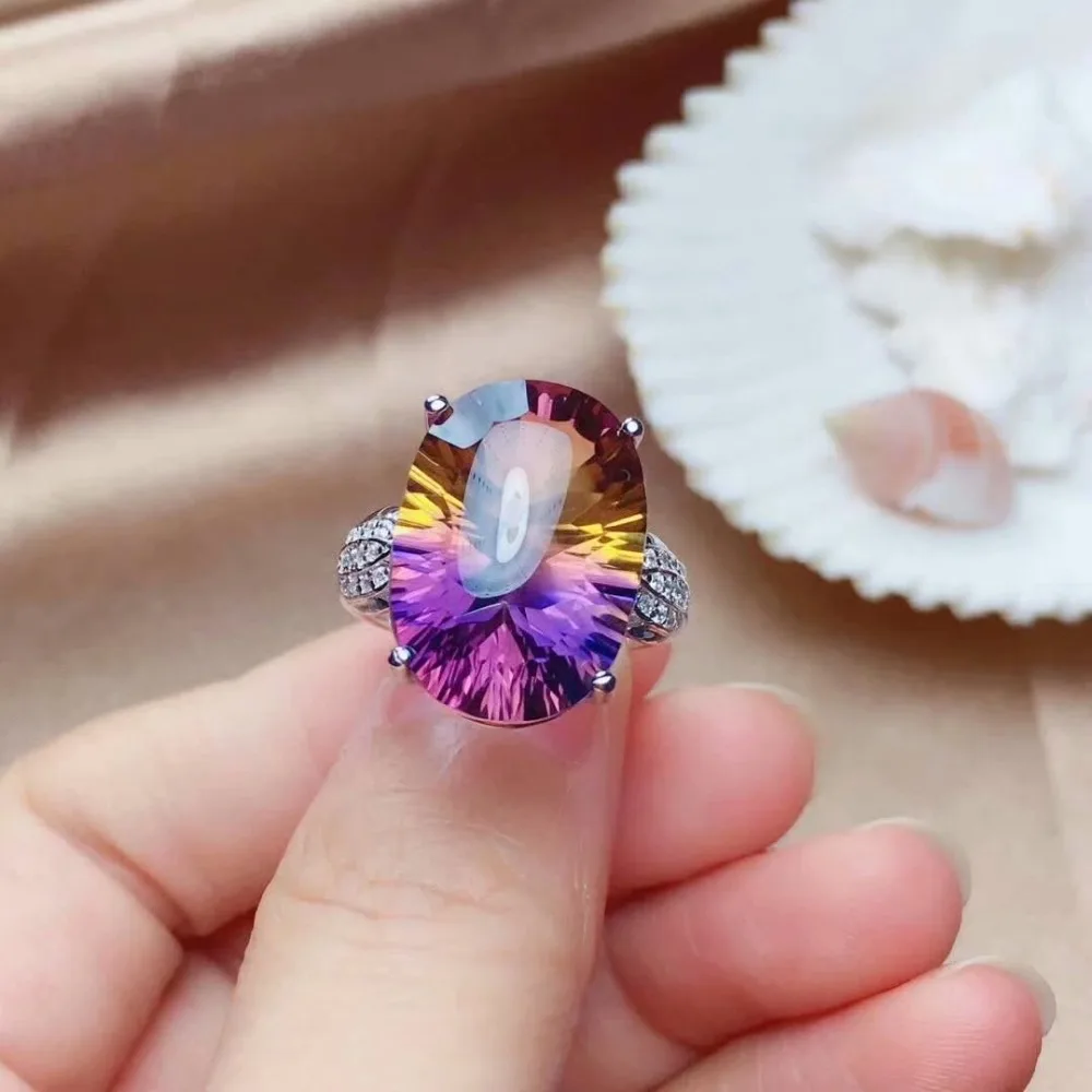 Shilovem 925 стерлингового серебра пьезоэлектрический Аметрин подвески кольца прекрасное ювелирное ожерелье свадебный подарок mtz1318132511agzj