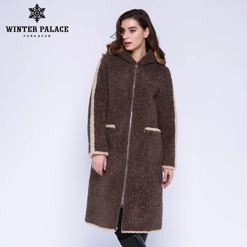 Koop Winter Paleis 2019 Vrouwen Nieuwe Wollen Jas Lange Hooded Trenchcoat Granulaire Wol Bevat 30% Rits Winter Warm Bont jas