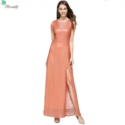 Модное оранжевое длинное вечернее платье вечерние платья на молнии сзади длиной до пола для выпускного платья