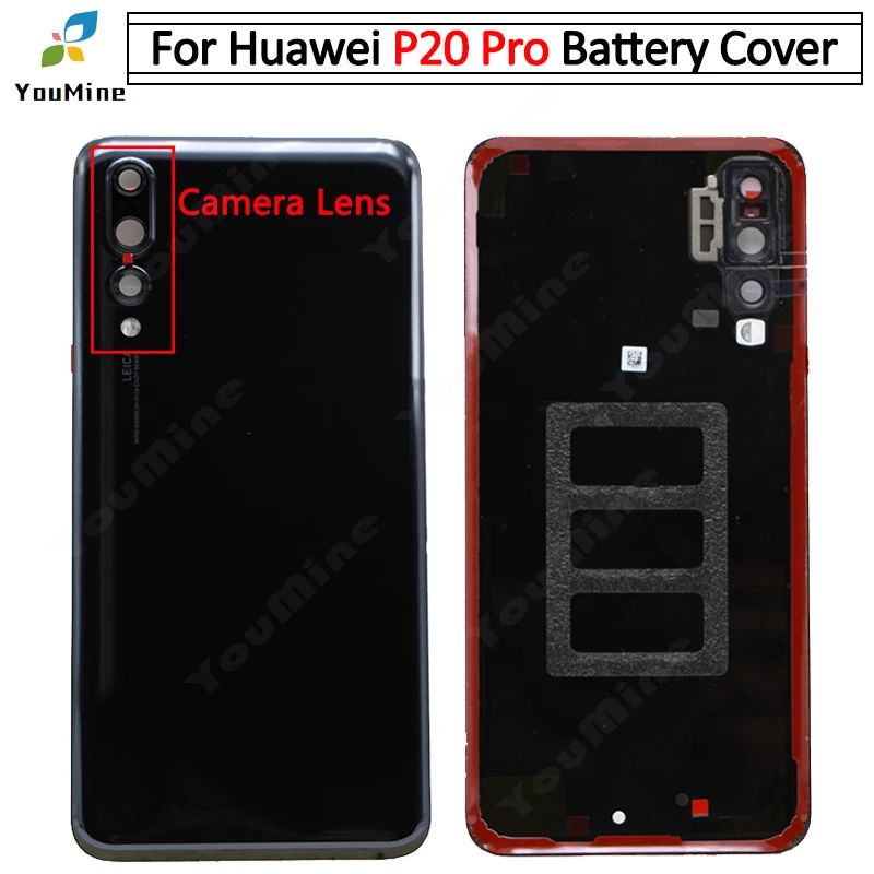 Оригинальная задняя крышка для huawei P20 Pro, Корпус задней двери, чехол со стеклянной панелью и объективом для камеры huawei P20 pro