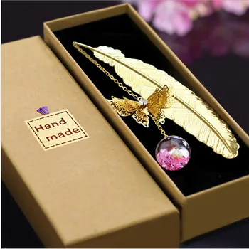 

1PC New Retro Vintage Bookmark Design Of Feather/Butterfly Creative Metal Promotional Gift Stationery Film Book Mark