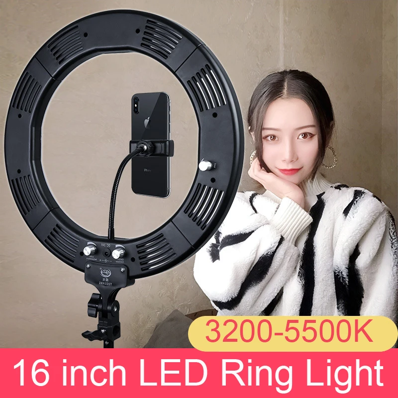

Photo Studio 16 inch Selfie Ring Light 60W 448pcs LED 3200-5500K with Tripod for youtube Video Phone Holder for Cell Phone